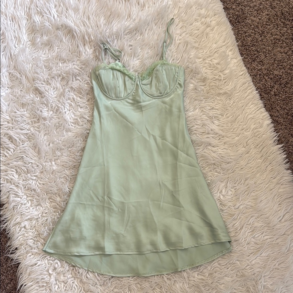 NWT Princess Polly Green Satin Dress